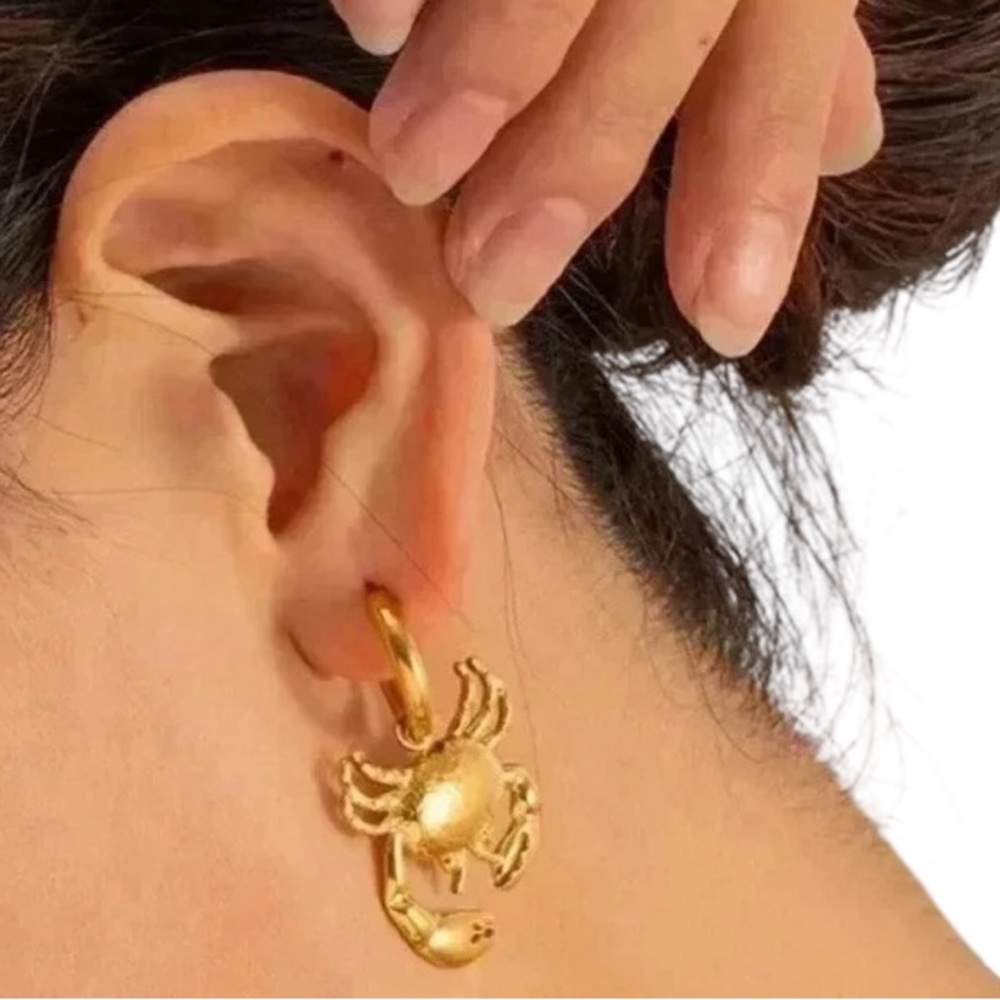 ✅NEW✅ 18K Gold Plated Crab Earrings on Congo Hoops